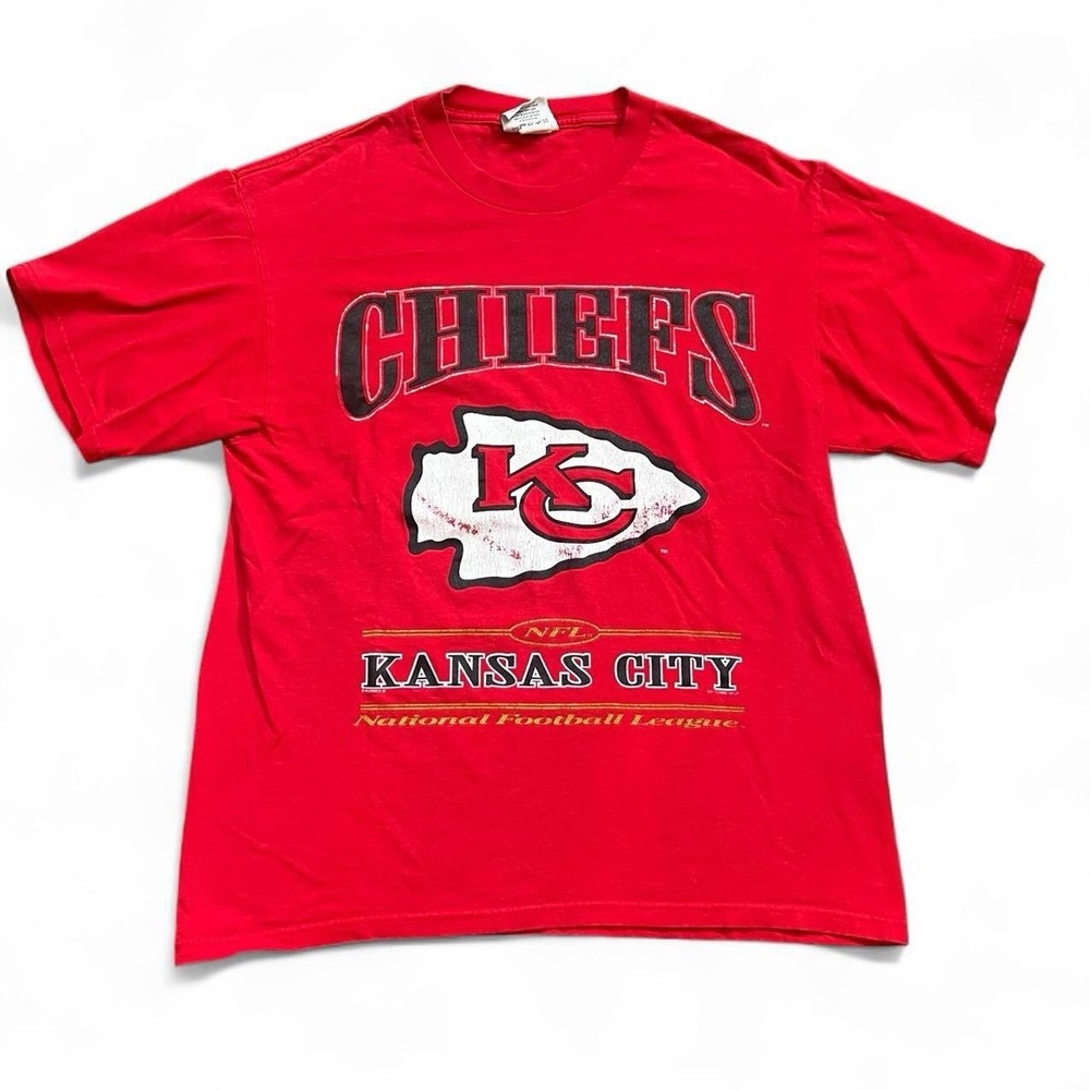 Vintage Kansas City Chiefs T-Shirt Size Large 90s Retro Salem Sportswear Lee